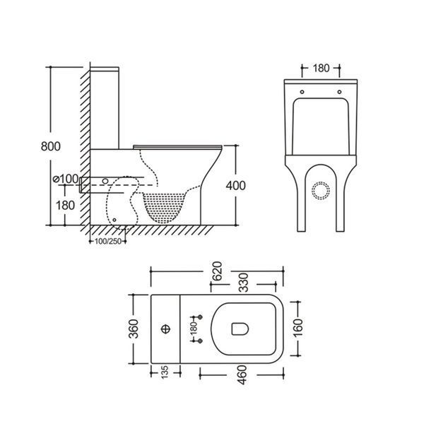 Унітаз-компакт Mixxus STYLE-0403-R 620х360х800mm, система змиву RIMLESS (MI6727) MI6727 фото
