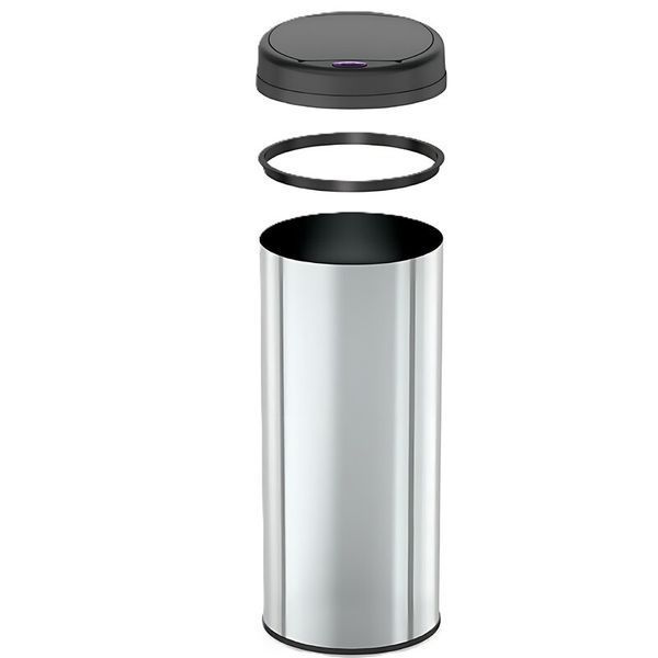 Відро для сміття сенсорне кругле Mixxus Premium Ellipse-TC0109 Chrome-Black 9л (хром-чорне) (MI7083) MI7083 фото