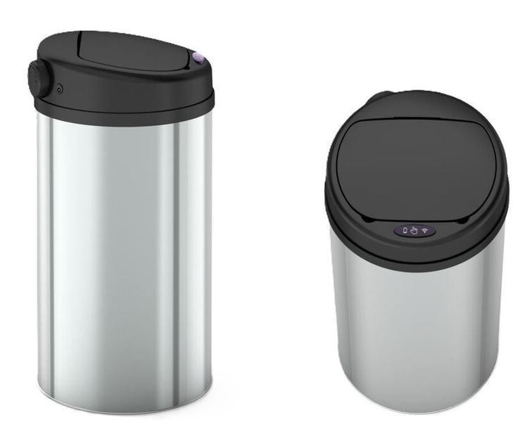 Відро для сміття сенсорне кругле Mixxus Premium Ellipse-TC0109 Chrome-Black 9л (хром-чорне) (MI7083) MI7083 фото