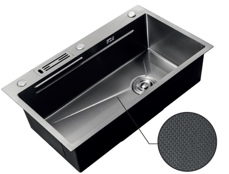 Мойка Mixxus Premium MH7545-SET-05 MICRO DECOR NANO-BLACK (3.0/0.8) комплект (графит) (MX9633) MX9633 фото