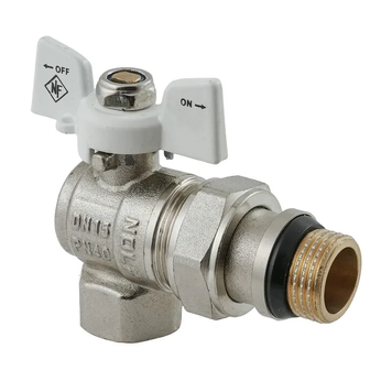 Кран кульовий з американкою Nolf classic NFC.983-06-1/2" FM ГШМ WHITE кутовий "антипротікання" (NF3162) NF3162 фото
