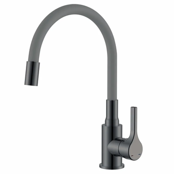 Смеситель для кухни Zerix Rex-011 Graphite Refl.Grey из нерж.стали (Цвет графит+силик.излив серый) (ZX6130) ZX6130 фото