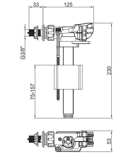 Арматура наполнительная Koer KT-0105-3/8" с боковым подвод., латун. резьба 3/8" (KR5611) KR5611 фото