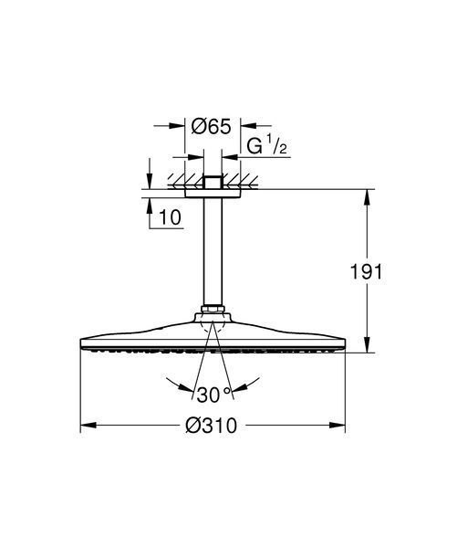 Верхній душ з стельовим кронштейном Grohe Rainshower Mono (26560000) 26560000 фото