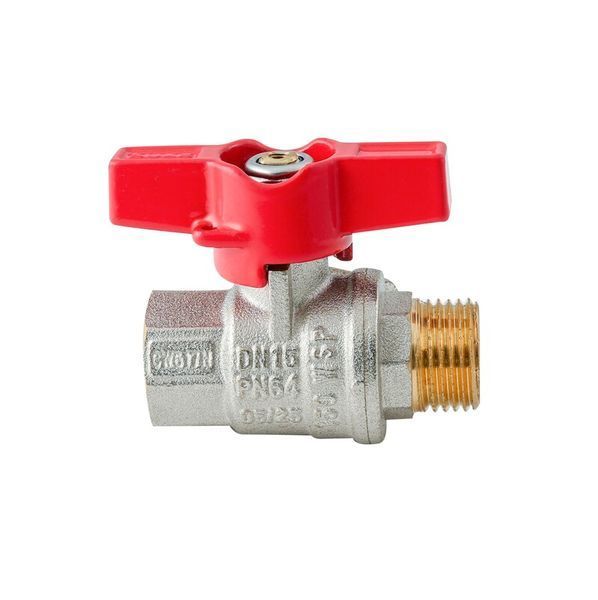 Кран кульовий ГШМ Koer Extreme KE.218-15 - 1/2" FM ручка "метелик" червона (KR5759) KR5759 фото