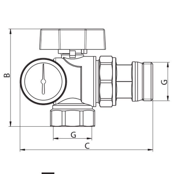 Кран з американкою "антипротечка" з термометром Koer KR.1033-Gi - 1'' (KR2894) KR2894 фото