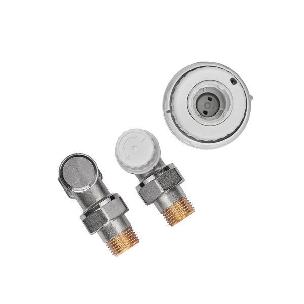Комплект для подключения радиатора Koer SET-23 - 1/2'' угловой с термоголовкой, кликовый крепеж (KR5284) KR5284 фото