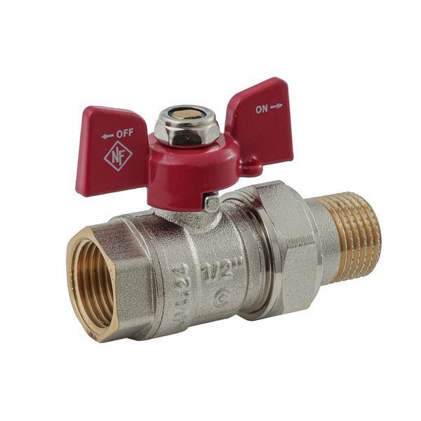 Кран с американкой Nolf classic NFC.921-06-1/2" FM ГШМ, ручка "бабочка" красная (NF3150) NF3150 фото