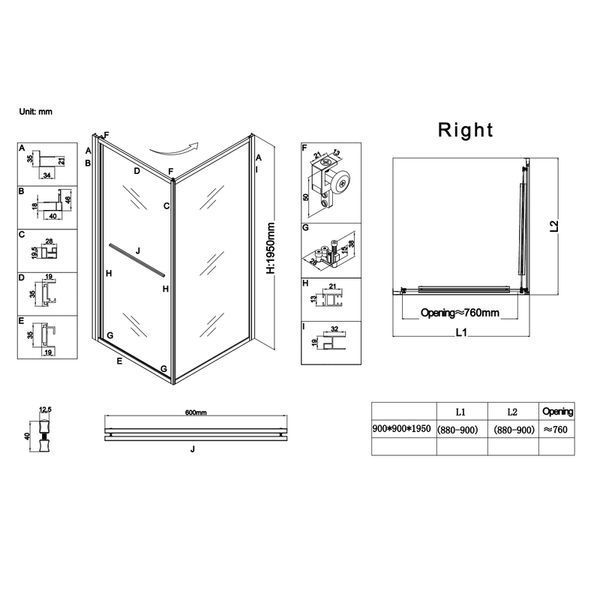 Душова кабіна без піддону Koer SR SC09-90x90x200-R-TR-01 прозоре скло Easy Clean 6мм Хром (KR5770) KR5770 фото