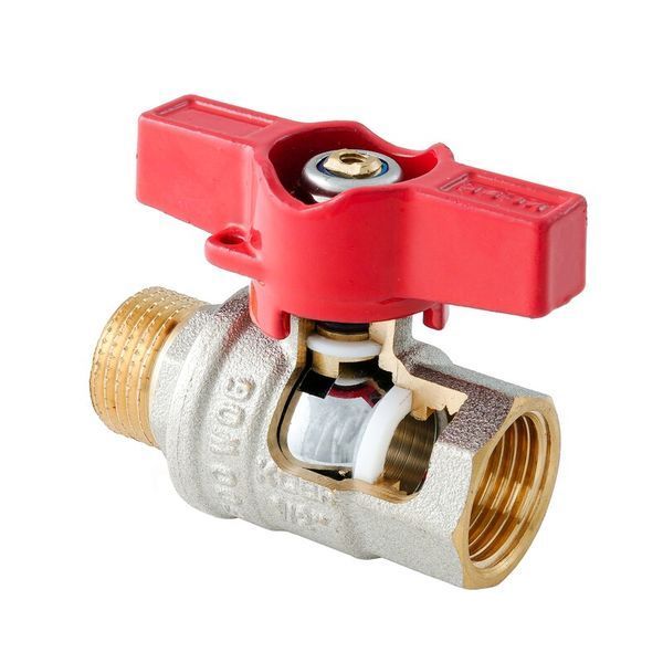 Кран кульовий ГШМ Koer Extreme KE.218-15 - 1/2" FM ручка "метелик" червона (KR5759) KR5759 фото