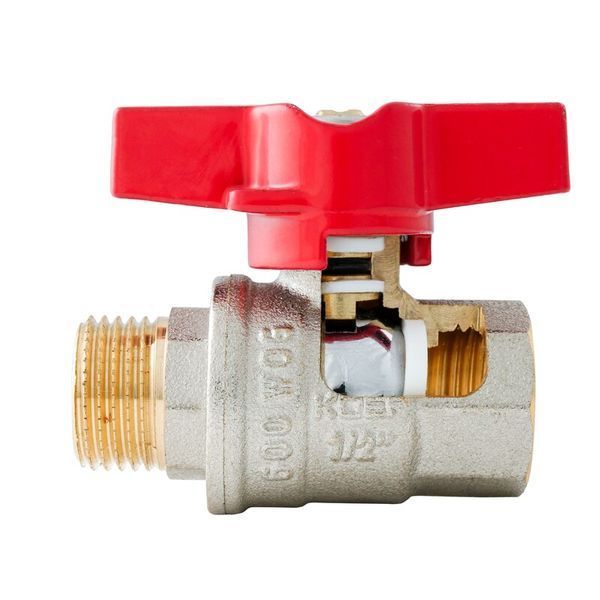 Кран кульовий ГШМ Koer Extreme KE.218-15 - 1/2" FM ручка "метелик" червона (KR5759) KR5759 фото