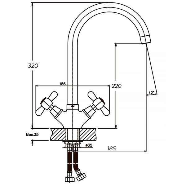 Смеситель для кухни Haiba Dominox 275 (HB0091) HB0091 фото
