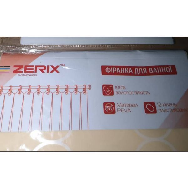 Шторка для ванной Zerix SCP-006-180x180 из PEVA (полиэтиленвинилацетата) (Узор бежевый) (ZX5005) ZX5005 фото