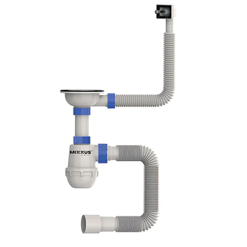 Сифон для кухни Mixxus SK-02-A 3 1/2"x40 с нержавеющей сеткой, гибким прямоугольным переливом (MI8194) MI8194 фото