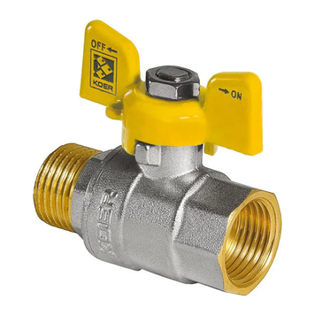 Кран кульовий KOER KR.218.G - 3/4" FM ГШМ YELLOW, ручка "метелик" жовта (KR0094) KR0094 фото