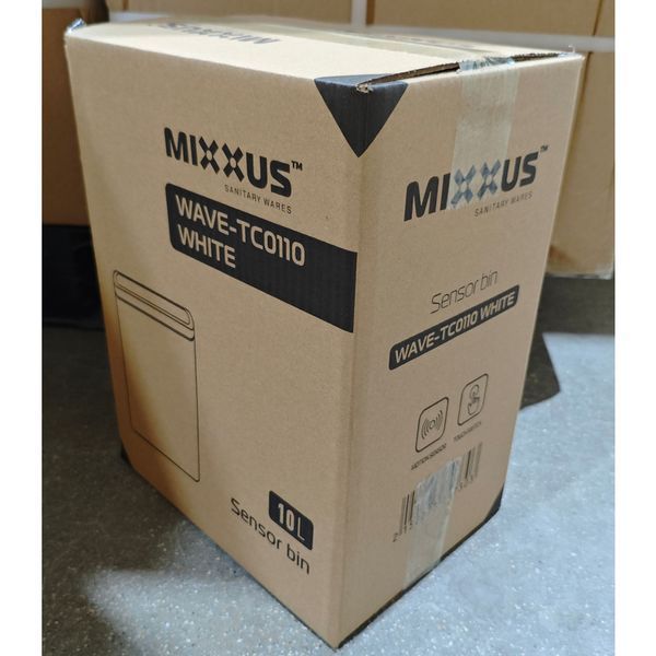 Мусорное ведро сенсорное прямоугольное Mixxus WAVE-TC0110 White 10 л цвет белый (MI7073) MI7073 фото