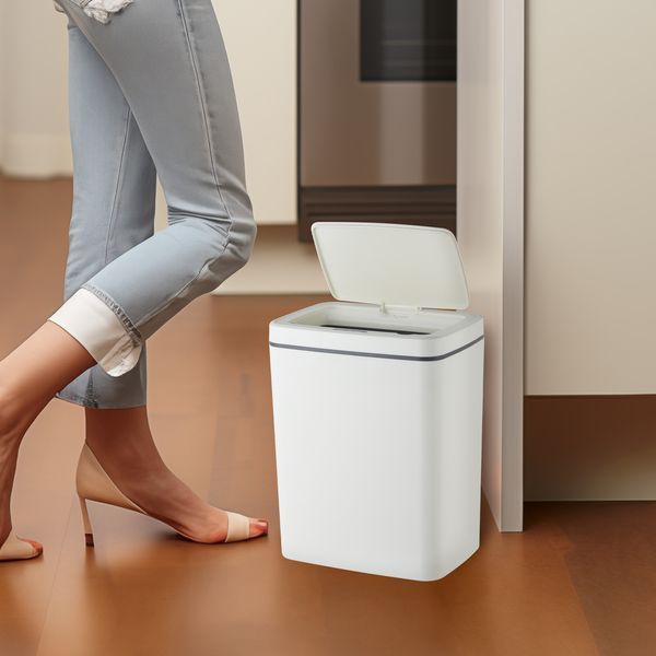 Мусорное ведро сенсорное прямоугольное Mixxus WAVE-TC0110 White 10 л цвет белый (MI7073) MI7073 фото