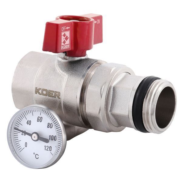 Кран з американкою "антипротечка" з термометром прямий Koer KR.1032-Gi - 1" (KR2893) KR2893 фото