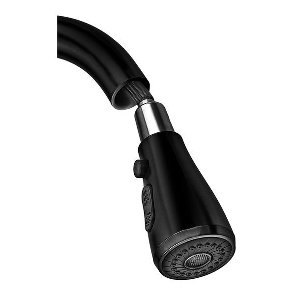 Смеситель для кухни с выдвижной лейкой Zerix PUL-014 Black с нерж. стали SUS304 (цвет черный) (ZX5035) ZX5035 фото