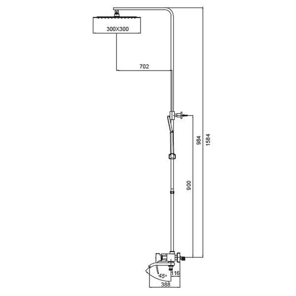Душова колона KOER KB-56007-04 зі змішувачем, 3 функції (Колір хром+білий) (KR5159) KR5159 фото
