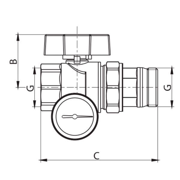 Кран з американкою "антипротечка" з термометром прямий Koer KR.1032-Gi - 1" (KR2893) KR2893 фото
