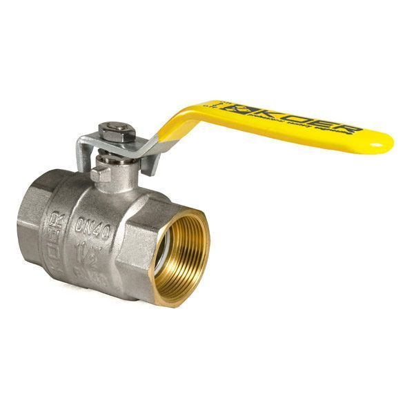 Кран кульовий KOER KR.214.G - 1 1/2" FF ГГВ YELLOW, ручка "важіль" жовта (KR0136) KR0136 фото