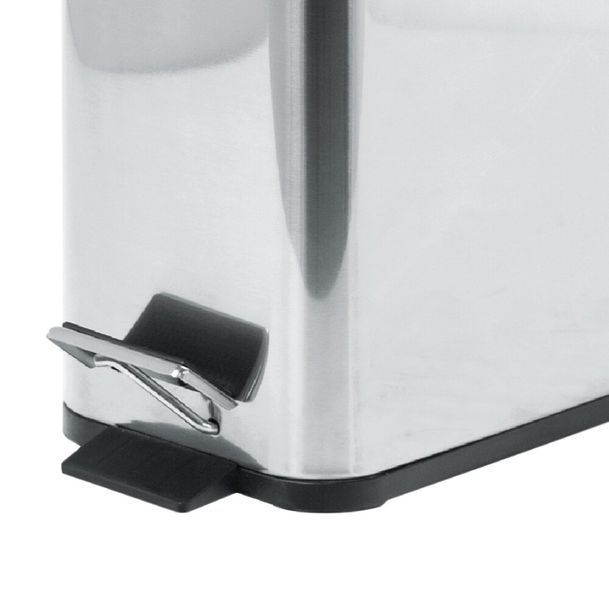 Відро для сміття з плавним закриттям прямокутне Zerix Sansa-TC0105 SS Color 5л колір нержавійка (ZX5893) ZX5893 фото