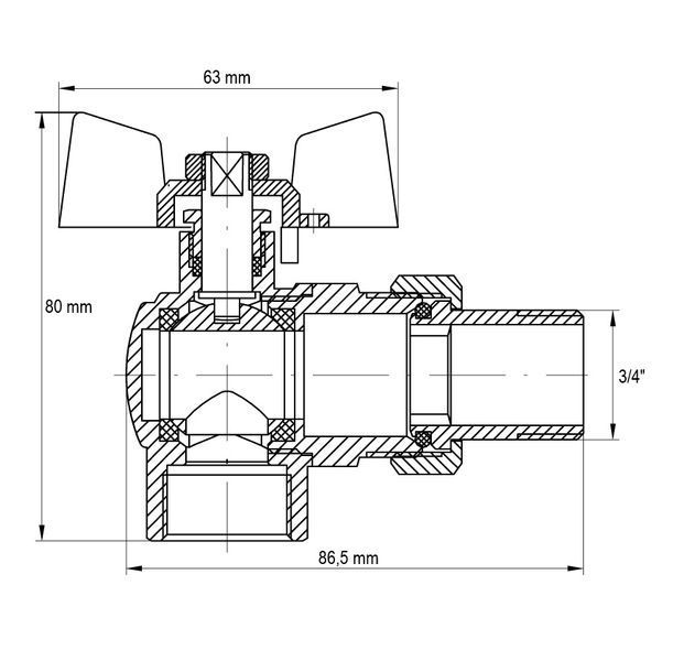 Кран з американкою 3/4" (Koer KR.228.W) кутовий білий (KR0100) KR0100 фото