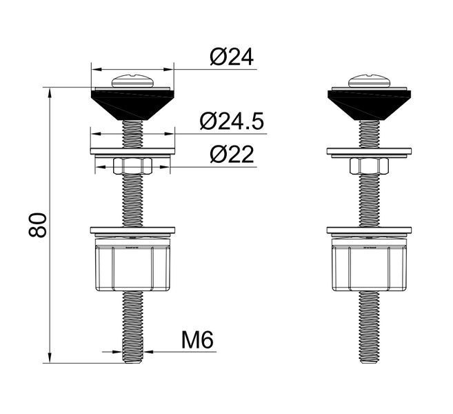Болты крепления бачка к унитазу (нержавеющая сталь) KOER KT-1406 (KR5704) KR5704 фото