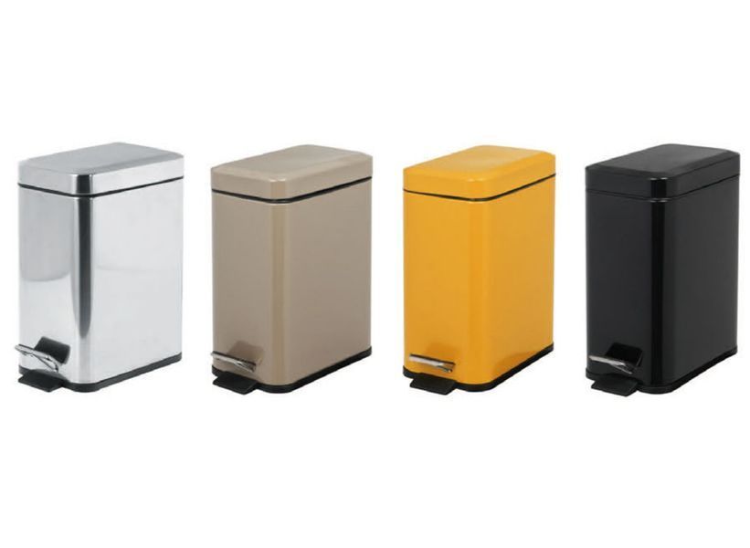 Відро для сміття з плавним закриттям прямокутне Zerix Sansa-TC0105 SS Color 5л колір нержавійка (ZX5893) ZX5893 фото