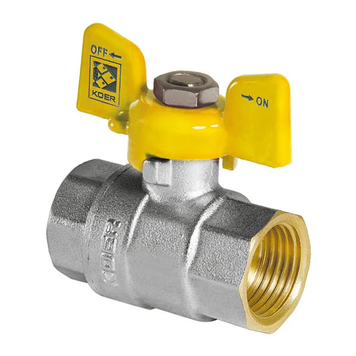 Кран кульовий KOER KR.217.G - 1/2" FF ГГМ YELLOW, ручка "метелик" жовта (KR0032) KR0032 фото