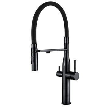 Кухонний змішувач на дві води з гнучким виливом Mixxus VTM-021 Black Refl.Black (MI6089) MI6089 фото