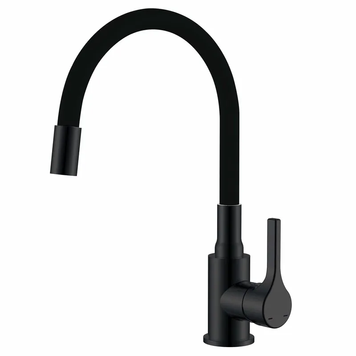 Змішувач для кухні Zerix Rex-011 Black Refl.Black з нерж.сталі (Колір чорний+силік.вилив чорний) (ZX6132) ZX6132 фото