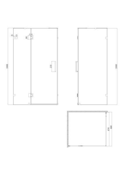 Бічна стінка до кабіни Koer SR SW04-90x200-TR-07 прозоре скло Easy Clean 10мм, графіт (KR5391) KR5391 фото