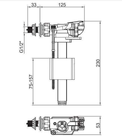 Арматура НАПОЛНИТЕЛЬНАЯ KOER KT-0105-1/2" с БОКОВЫМ подключением и латунной резьбой 1/2" (KR5334) KR5334 фото