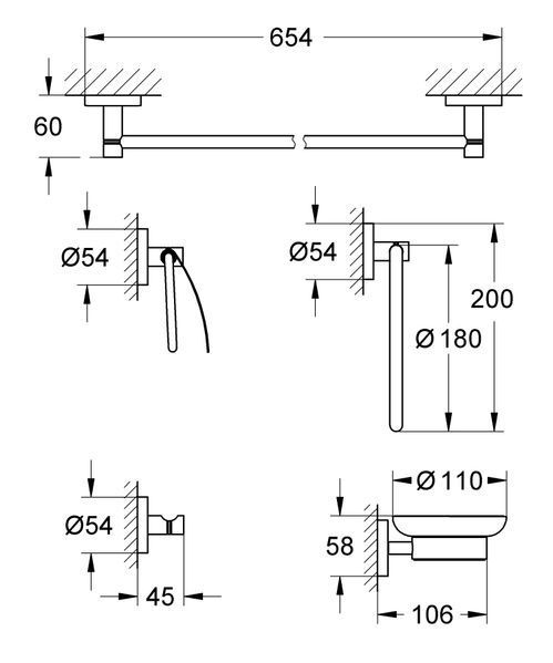 Набор аксессуаров 5 в 1 Grohe Essentials New (40344001) 40344001 фото