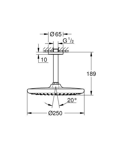 Верхній душ з стельовим кронштейном Grohe Tempesta (26669000) 26669000 фото