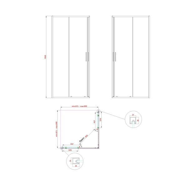 Душевая кабина без поддона Koer SR SC10-90x90x195-TR-12 прозрачное стекло Easy Clean 6мм, матовое золото (KR5943) KR5943 фото