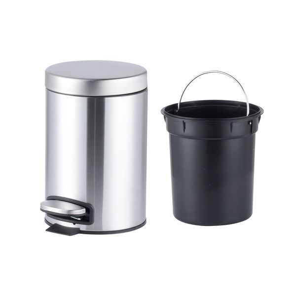 Мусорное ведро с плавным закрытием круглое Mixxus Ellipse-TC0205 SS Color 5л цвет нержавейка (MI7076) MI7076 фото