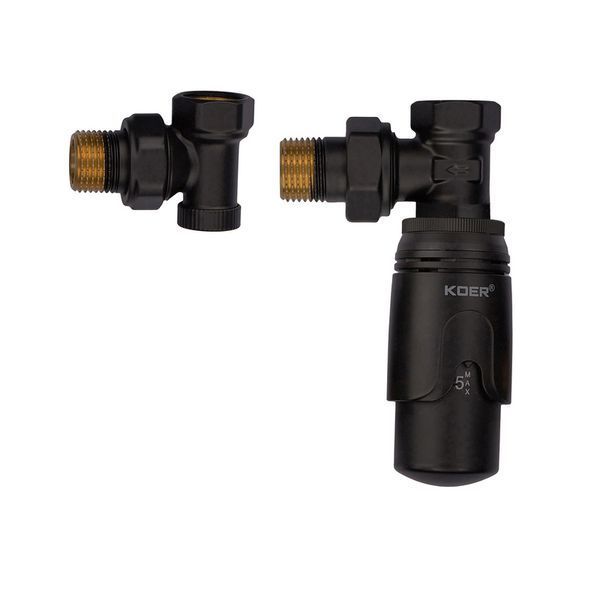 Комплект для підключення радіатора Koer SET-24.Black - 1/2'' кутовий з термоголовкою (KR5283) KR5283 фото