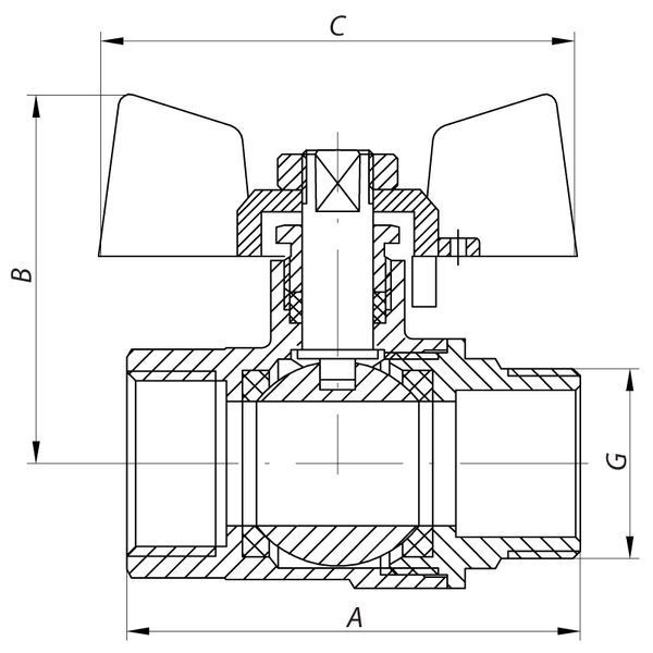 Кран шаровый СК 1/2" ГГБ art. 602 (WP0070) WP0070 фото