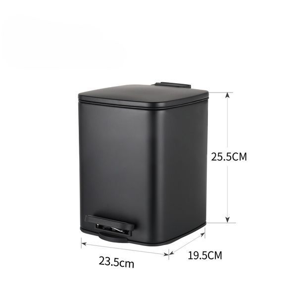 Мусорное ведро с плавным закрытием квадратное Zerix Kubix-TC0106 Black 6 л цвет черный (ZX5890) ZX5890 фото