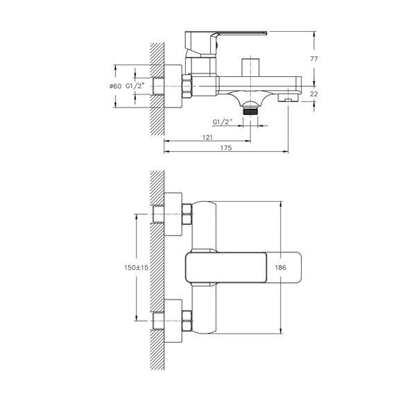 Смеситель для ванны Haiba Kubus 009 (HB0798) HB0798 фото
