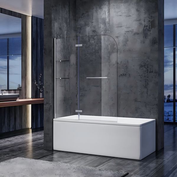 Шторки стеклянные на ванну Koer SR BS05-90x140-TR-01 прозрачное стекло Easy Clean 6мм, хром (KR5372) KR5372 фото
