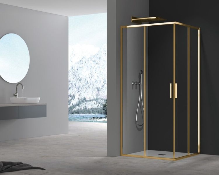 Душевая кабина без поддона Koer SR SC10-90x90x195-TR-12 прозрачное стекло Easy Clean 6мм, матовое золото (KR5943) KR5943 фото
