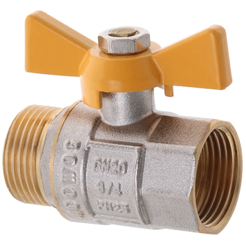 Кран кульовий Waterpro WP607-20FMW-Y - 3/4" FMW ГШМ YELLOW, ручка "метелик" жовта (WP2892) WP2892 фото