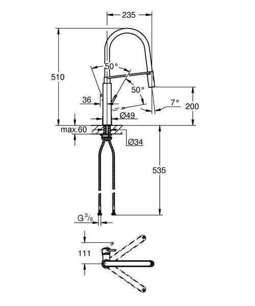 Змішувач для кухні з гнучким виливом Grohe Concetto new (31491000) 31491000 фото
