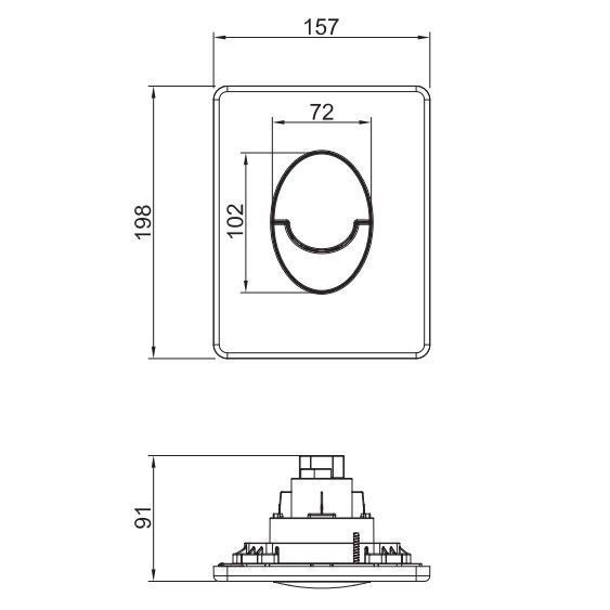 Панель змиву пластикова Koer KT-0606-03 157x198x3mm, кнопка закруглена (колір білий) (KR5713) KR5713 фото