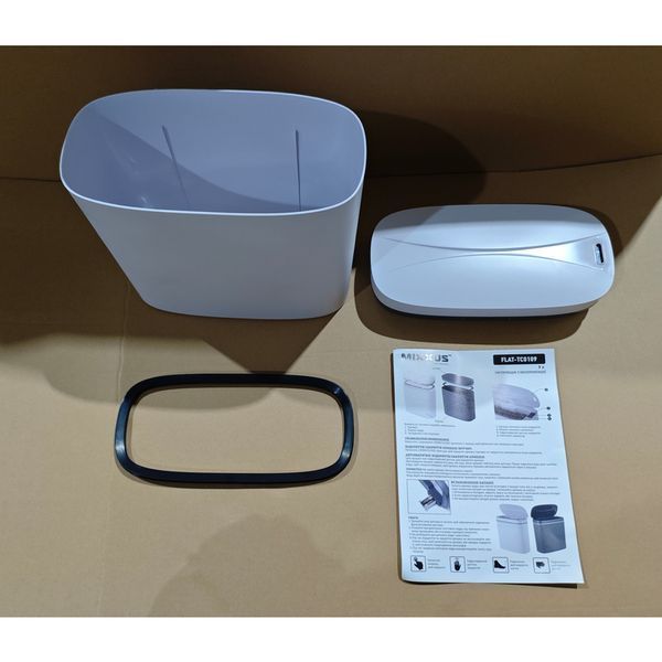 Відро для сміття сенсорне овальне Mixxus Flat-TC0109 White 9 л колір білий (MI7074) MI7074 фото