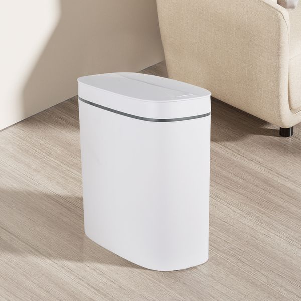 Відро для сміття сенсорне овальне Mixxus Flat-TC0109 White 9 л колір білий (MI7074) MI7074 фото